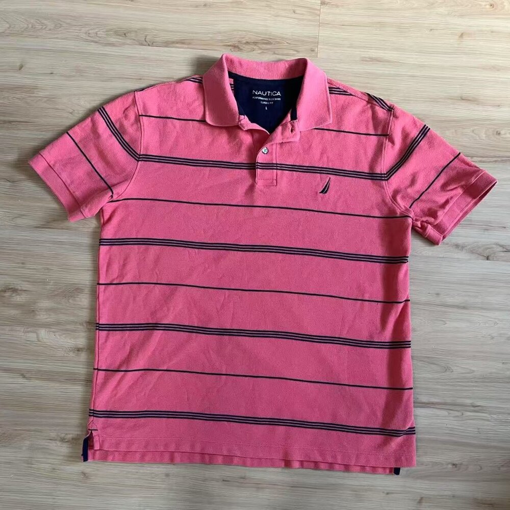 Nautica Classic Fit striped polo shirt #Mens Size L